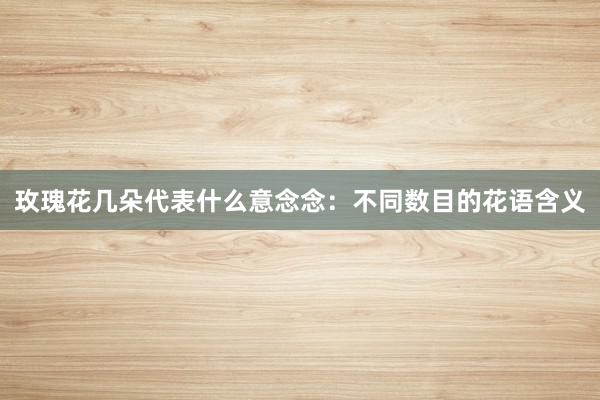 玫瑰花几朵代表什么意念念：不同数目的花语含义